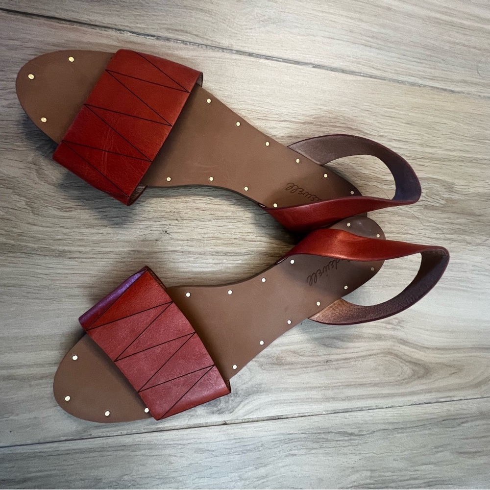 Madewell Dusty Red Leather Slingback Sandals - Picture 3 of 5